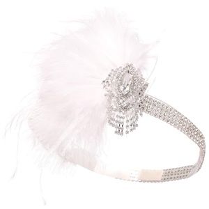 Silver crystal 1920’s gatsby headband with feather
